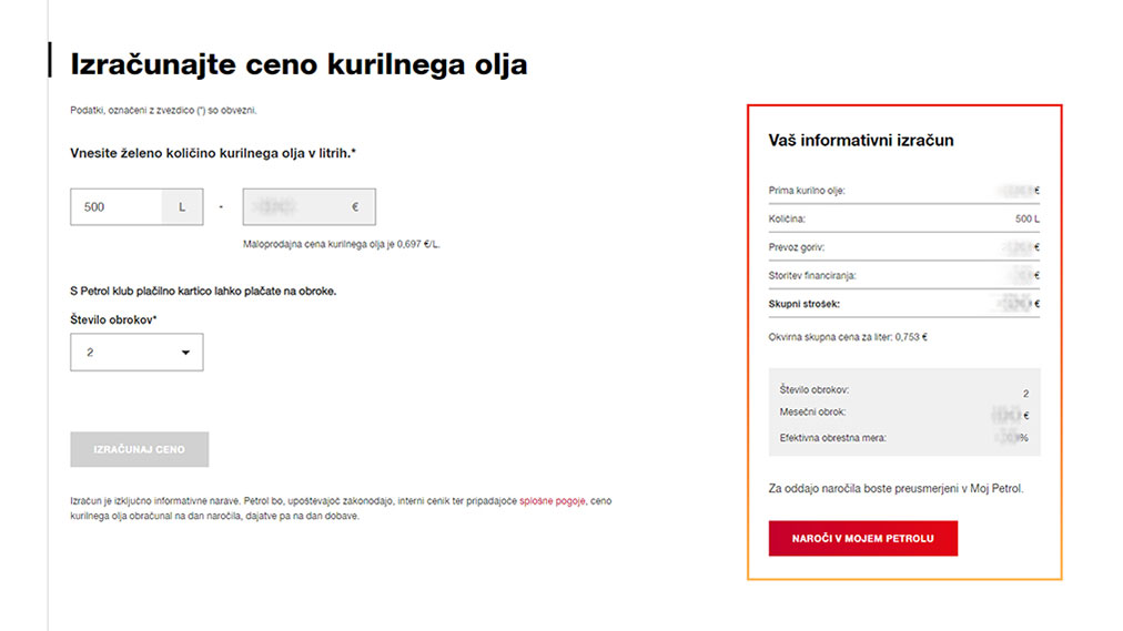 Informativni izračun kurilnega olja