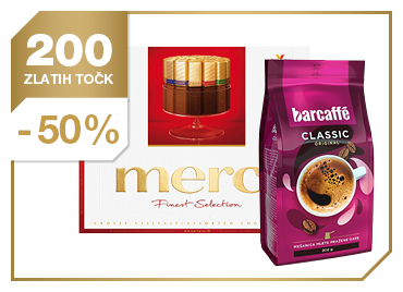 Bonboniera Merci rdeča, 250g + kava Barcaffe 200 g