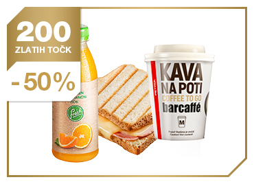 Toast + Kava na poti M + Svež pomarančni sok 0,5 l