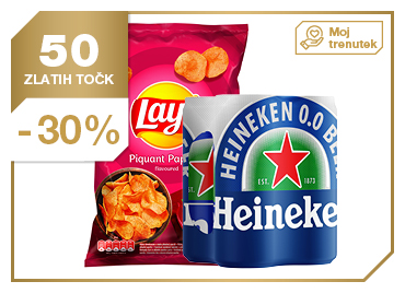 Pivo Heineken 0,0 % alkohola, 4 x 0,33 l + čips Lays paprika, 140 g