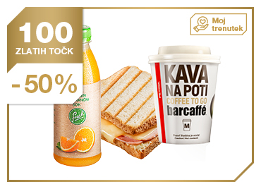 Toast + Kava na poti M + Svež pomarančni sok 0,5 l