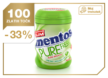 Žvečilni gumi Mentos pure fresh lime, 60 g 2 + 1 gratis