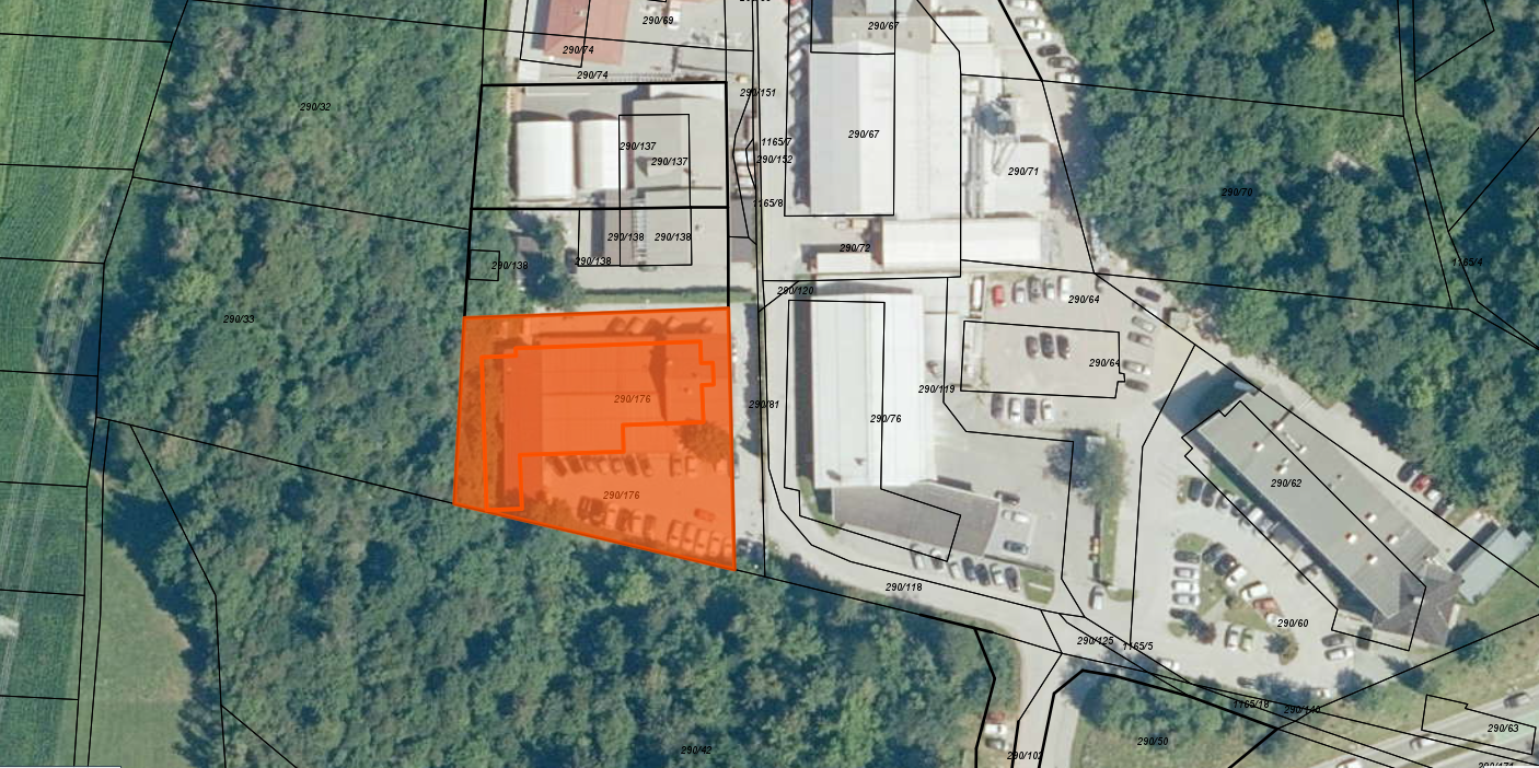 Izris lokacije poslovne stavbe Bled