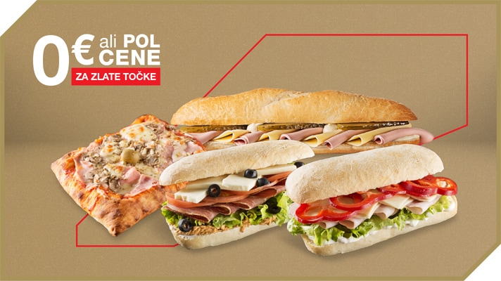 Sendviči in focaccia po polovični ceni ali za 0 €