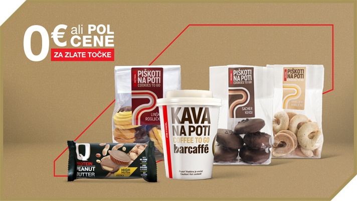 Kava Na poti, drugi topli napitki, Protein Q Cup in piškoti Na poti za 0 €