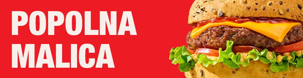 Na sliki sta napis Popolna malica in slasten Beef burger iz Petrolove Fresh ponudbe.