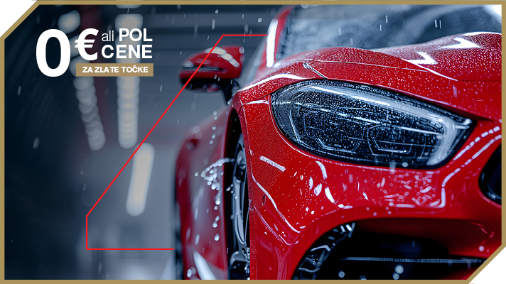 Na sliki je izbor Petrol izdelkov za vzdrževanje vozila: tekočine za vetrobransko steklo, antifriz, koncentrat avtošampona in osvežilci zraka z oznako 0 € ali pol cene za zlate točke.