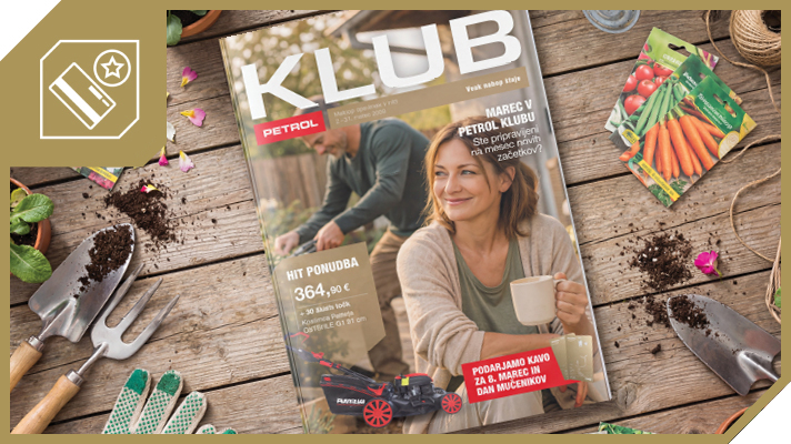 »Na sliki je prenosni računalnik z odprto spletno stranjo Petrol Kluba, okoli njega pa darilne škatle, srčki in svečke.