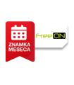 Rdeča značka z ikono koledarja in napisom "Znamka meseca" ob logotipu blagovne znamke FreeON.
