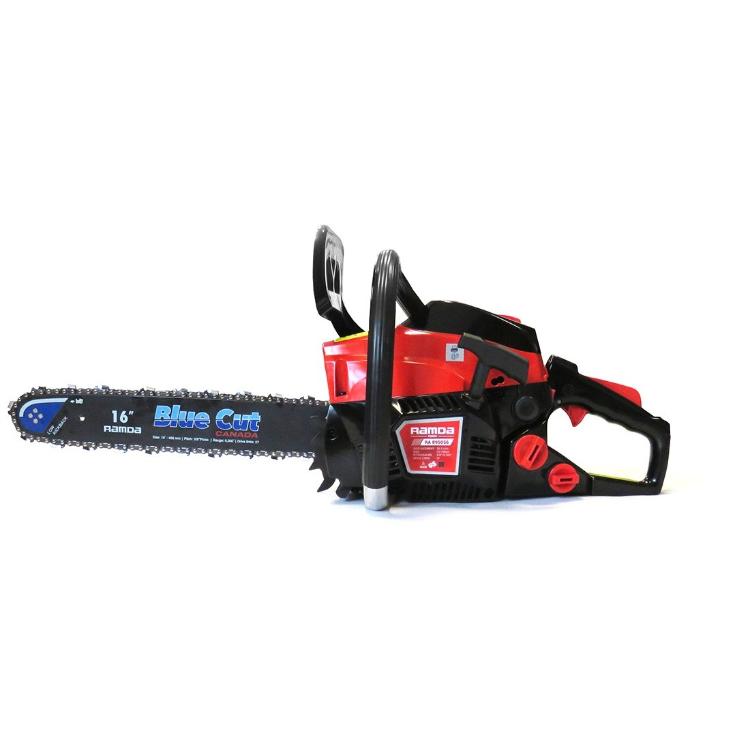 Motorna žaga Ramda YS-4118H z 40 cm mečem in verigo Blue Cut, prikazana z leve strani.