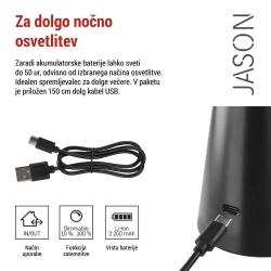 Namizna LED svetilka Emos JASON, polnilna, črna