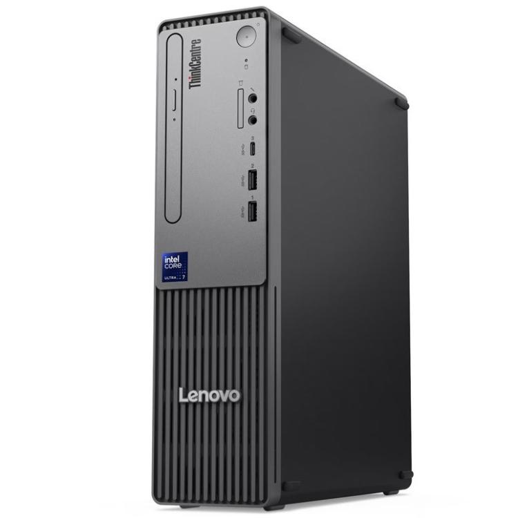 Lenovo ThinkCentre z USB-C, USB-A, avdio priključki in optičnim pogonom na sprednji strani zagotavlja priročno povezljivost ter enostaven dostop do pogosto uporabljenih funkcij.