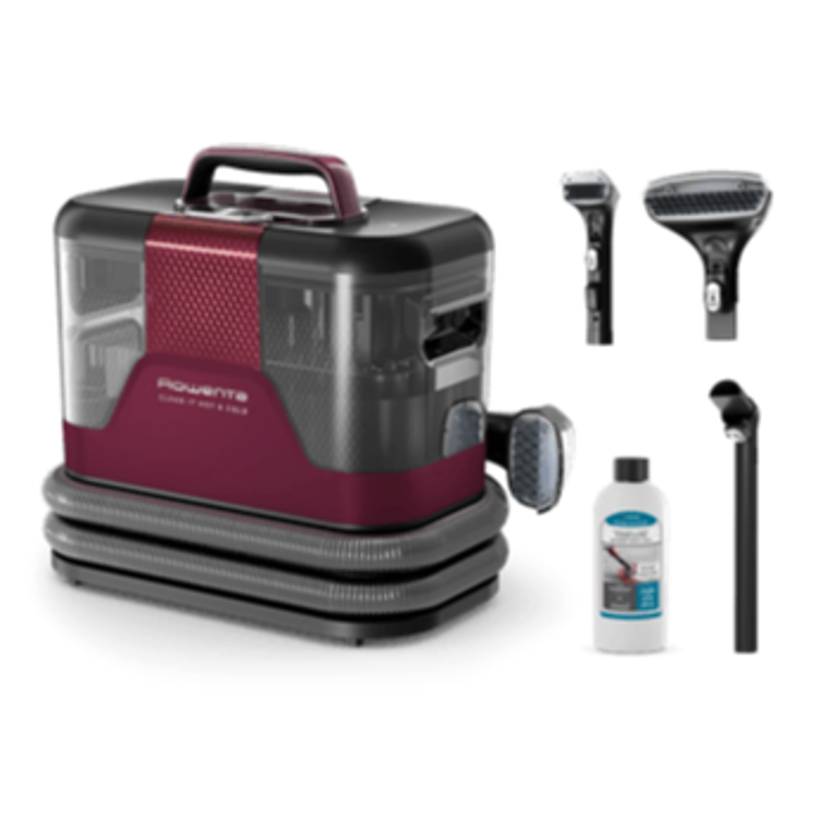 Parni čistilec z nastavki za čiščenje in steklenico čistila