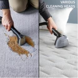 Nastavka za čiščenje oblazinjenja in preprog v uporabi na različnih površinah
