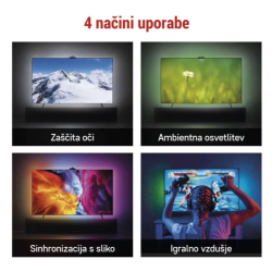 Štirje načini: zaščita oči, ambientna osvetlitev, sinhronizacija s sliko in igralno vzdušje za TV osvetlitev.