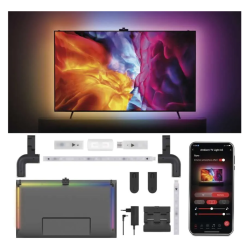 TV z RGB ambientno osvetlitvijo, komplet LED segmentov, HD kamera za sinhronizacijo barv in upravljanje prek aplikacije.