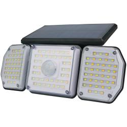Solarna LED stenska svetilka Entac 991283 s tremi nastavljivimi svetlobnimi paneli, senzorjem gibanja in solarnim polnilnim panelom.