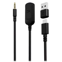 Komplet dodatne opreme HyperX z vzdržljivimi priključki, pletenim kablom in USB-C povezavo zagotavlja prilagodljivo uporabo slušalk na različnih napravah.