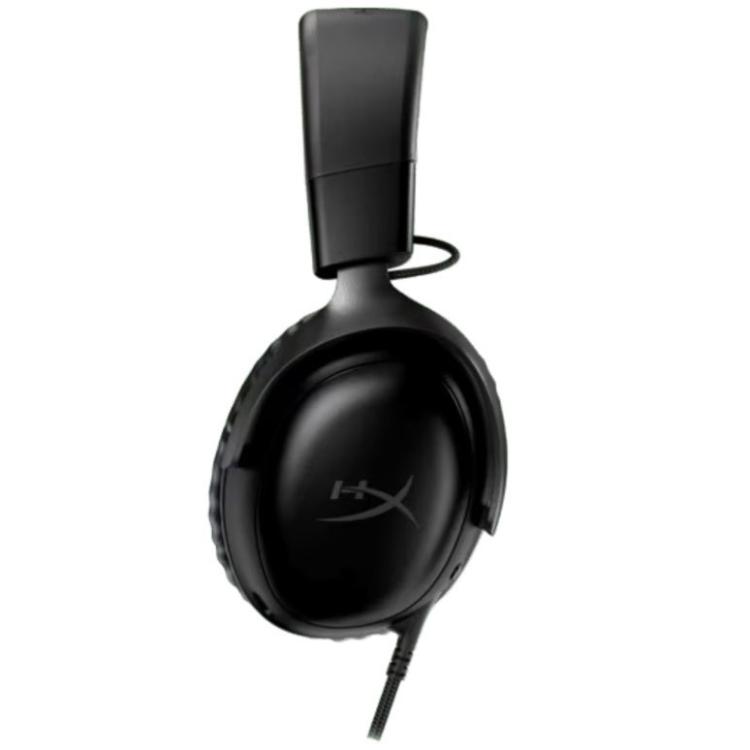 Žične slušalke HyperX z minimalističnim črnim dizajnom, robustno konstrukcijo in mehko oblazinjenimi ušesnimi školjkami nudijo dolgotrajno udobje tudi med daljšimi igralnimi sejami.