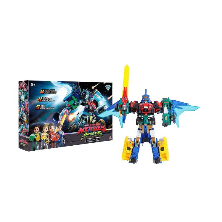 Transformirajoči robot Metatron Quantum Heroes Dinoster z mečem in krili, v embalaži, primeren za otroke 5+.