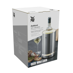 Embalaža WMF Ambient hladilnika za vino z prikazom izdelka, steklenice in napisom “Champagne & wine cooler”