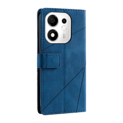Modra preklopna torbica WLGO Lines za Honor 600 Smart z geometrijskim vzorcem, magnetnim zapiranjem in odprtino za kamero.