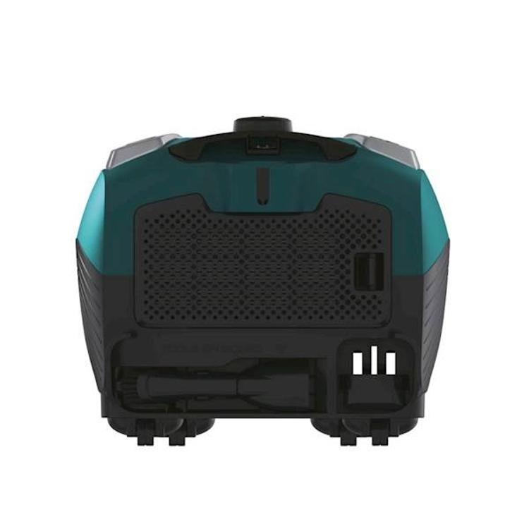 Zadnji del sesalnika Hoover z vrečko, prikaz filtracije in priključkov.