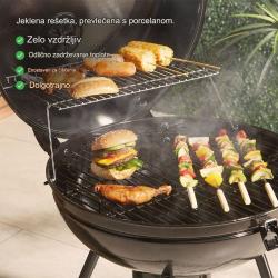Žar na oglje VonHaus Kettle BBQ z robustno konstrukcijo, kolesi za lažje premikanje in veliko površino za peko predstavlja idealno rešitev za vrtna druženja, piknike in pripravo hrane na prostem.