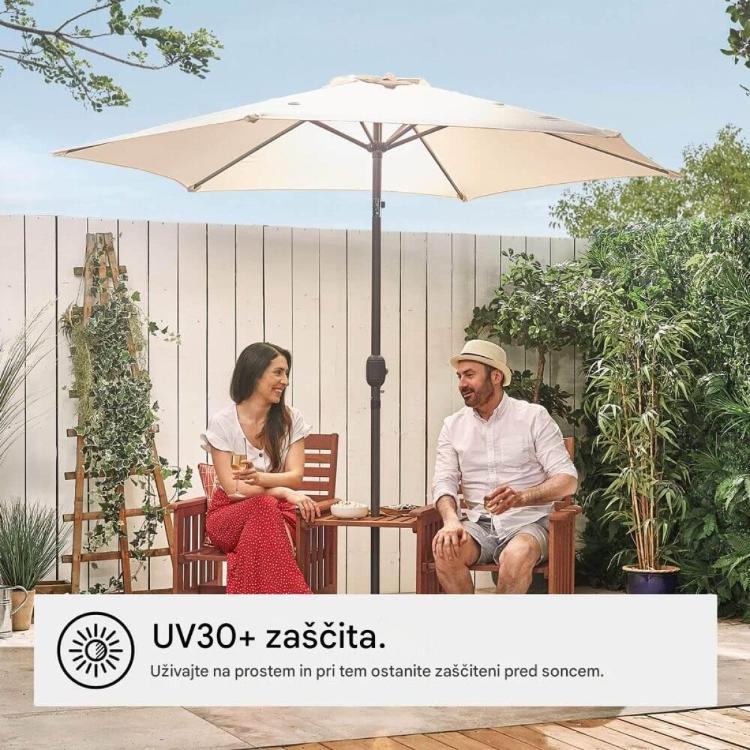 Senčnik VonHaus UV30+, 2,7 m, bež, samostoječi