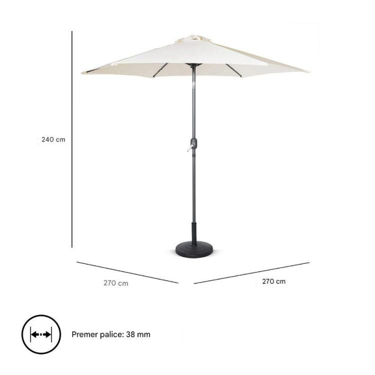 Senčnik VonHaus UV30+, 2,7 m, bež, samostoječi