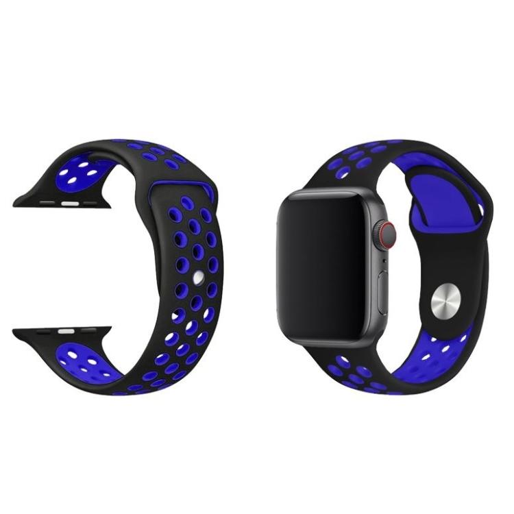 Silikonski pašček Sport za Apple Watch, 42/44/45 mm, črno-moder_1