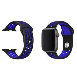 Silikonski pašček Sport za Apple Watch, 42/44/45 mm, črno-moder_1