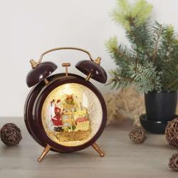 Dekoracija božično snežna budilka LED, 19 cm, 3x AA, notranja, topla bela