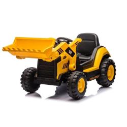Otroški poganjalec bager v rumeno-črni barvi s sprednjo nakladalno žlico