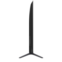 Stranski pogled na tanek televizor TCL s črnim stojalom.