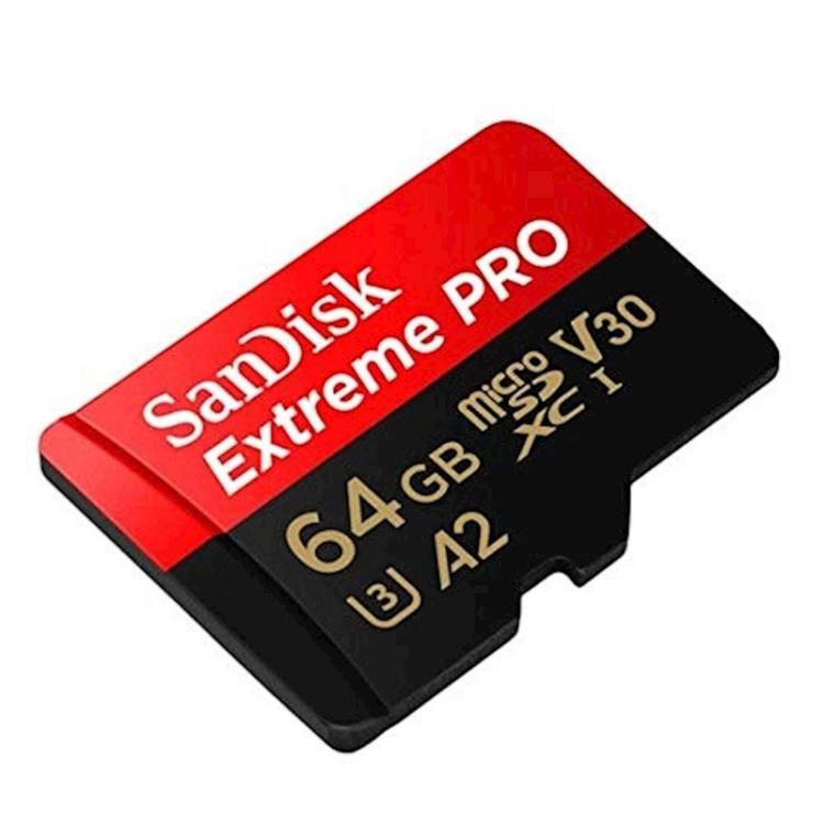 Spominska kartica SanDisk MicroSDXC 64GB Extreme PRO, 170/90MB/s, UHS-I Speed Class 3, A2, V30, adapter