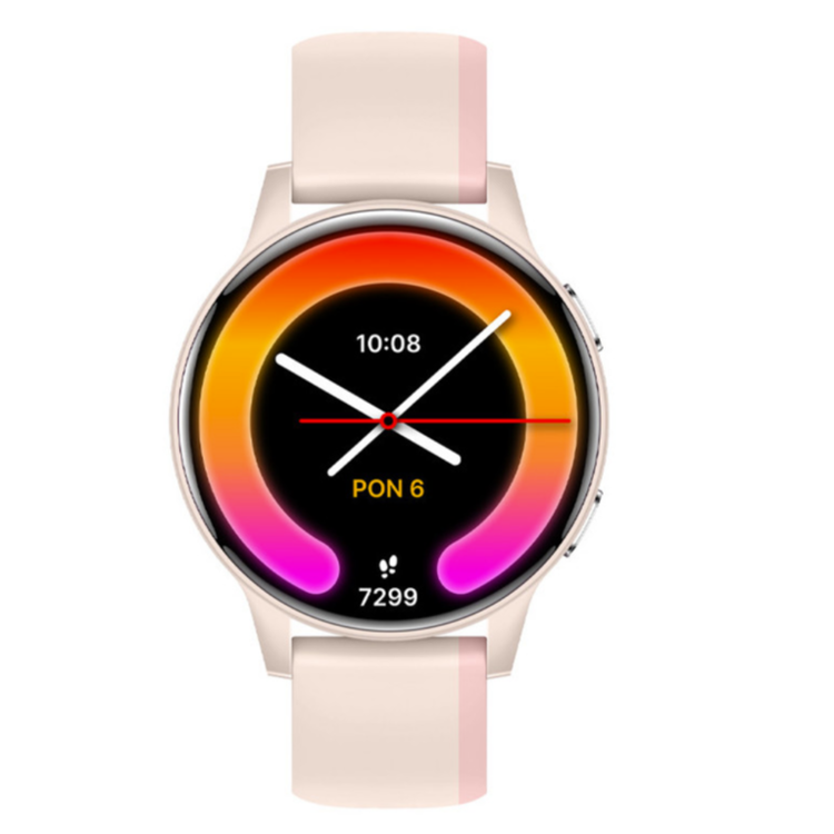 Forever iGO Watch 4 pametna ura v svetlo rožnati barvi, prikazana s sprednje strani z okroglim AMOLED zaslonom.