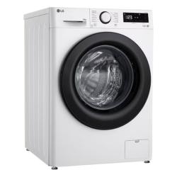 LG pralni stroj F4WR510SBW v beli barvi z zmogljivostjo 10 kg, velikimi črnimi vrati, digitalnim zaslonom in vrtljivim gumbom za izbiro programov pranja.