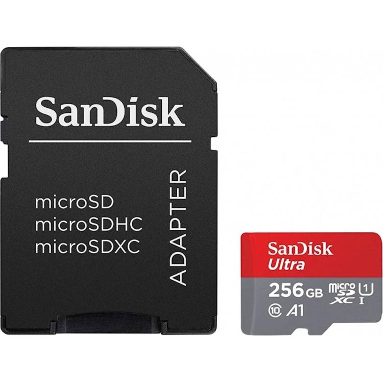 Spominska kartica MicroSDXC SanDisk 256GB Ultra, 150MB/s, UHS-I, C10, A1, adapter