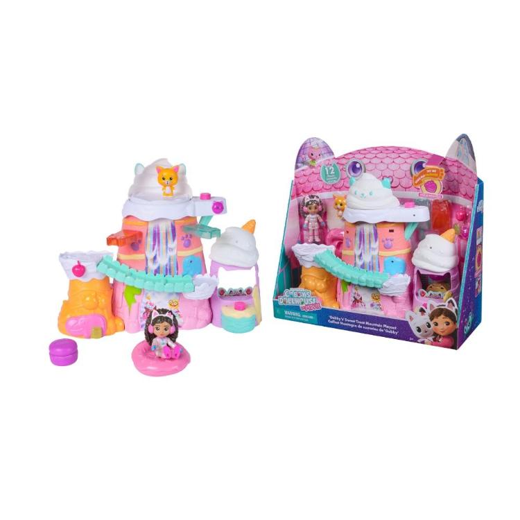 Igralni set Gabby's Dollhouse Gabby's Sweet Treat Mountain z mini figuro, sladkim gradom in dodatki, za otroke 3+.