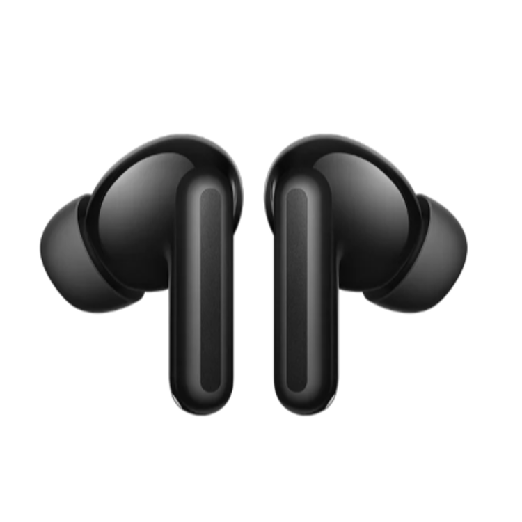 Xiaomi brezžične slušalke, črne, ločeno, silikonski nastavki, mikrofoni, ergonomski dizajn.