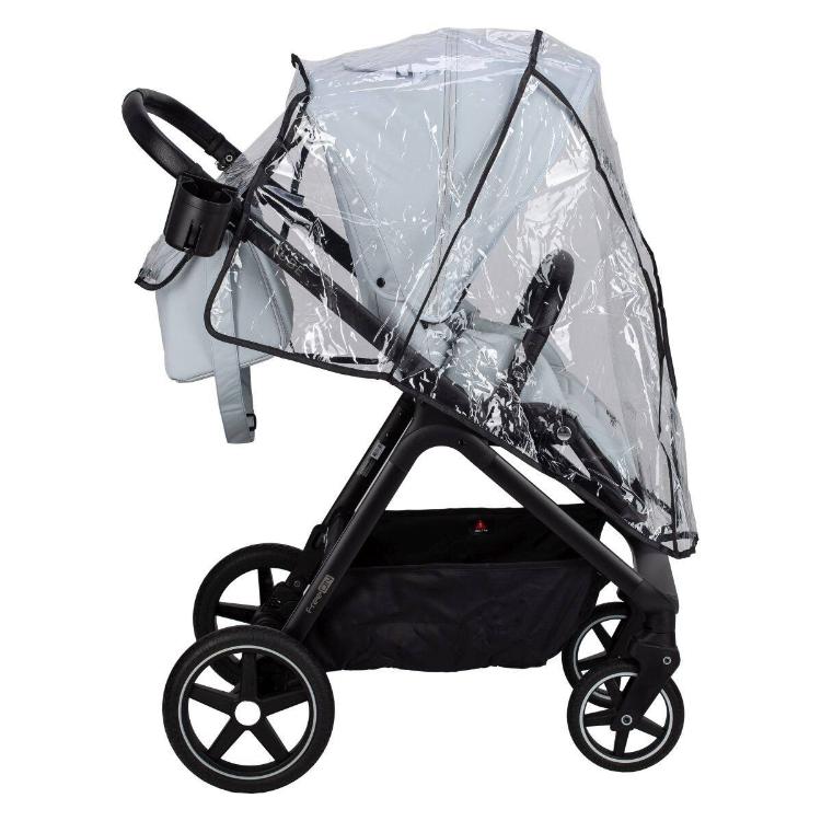 FreeON Nube voziček v svetlo sivi barvi z nameščeno zaščitno dežno prevleko (rain cover)
