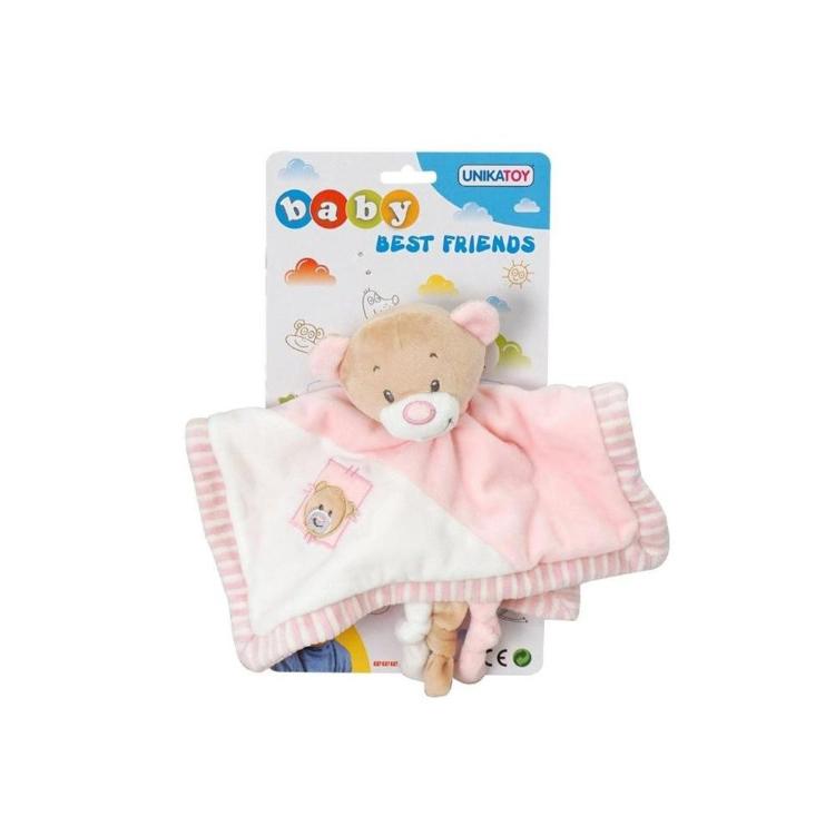 Plišasta ninica Unikatoy Baby medo 26 cm, roza