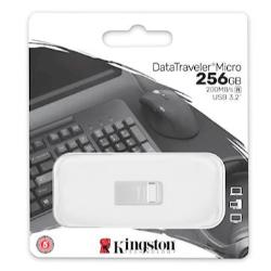 USB ključ Kingston 256GB DT Micro, 3.1, srebrn, kovinski, micro format, 3.2.