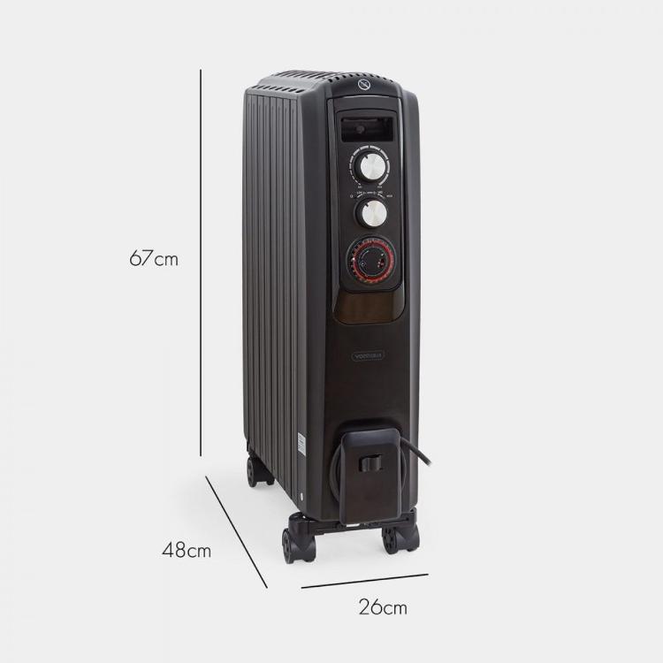 Električni oljni radiator VonHaus 2500463, 2000 W, črn