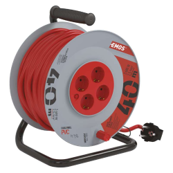 Kolutni podaljšek Emos 40 m / 4 vtičnice / črni / PVC / 230 V / 2,5 mm2