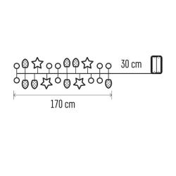 Božična girlanda Emos storžki, LED, 1,7 m, notranja, topla