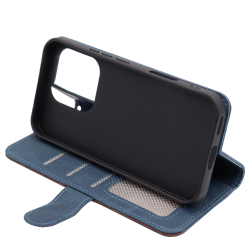 Modra preklopna torbica za Honor 600 Lite z magnetnim zapiranjem, notranjim TPU ohišjem, režami za kartice in funkcijo stojala nudi celovito zaščito in praktično uporabo.