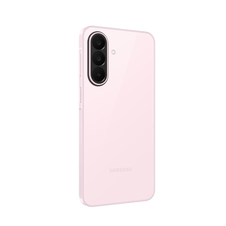 Samsung Galaxy A27 5G, roza, zadnji kotni pogled, trojna kamera, tanek profil, mat videz.