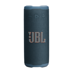 JBL Go 4 prenosni Bluetooth zvočnik, moder, kompakten valjast dizajn, tkaninska prevleka, IP67 zaščita.